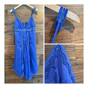 NWT Blue Embellished Sequins Mini Dress